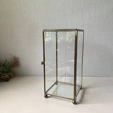 Vintage Glass Case - Brass and Glass Display Upright Case Box With Ball Feet - Vitrine - Etsy
