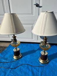 Vintage Hollywood Regency Table Lamps: Amber Empoli Glass ...