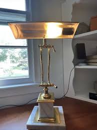 Vintage Bankers Desk Lamp Adjustable Brass & Onyx 1950`s ...