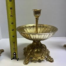 Vintage Baroque Hollywood Regency Gold Set/3 Candle Floral ...