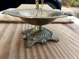 Vintage old Retro 6" Brass Display Bird Bath Ash Tray nymph ...