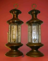 Pair of Vtg Brass & Etched Glass Panes Hexagon Candle Holder ...