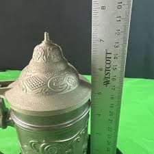 German Ein Prosit Der Gemutlichkeit Glass Silver Paint Beer Mug Stein with Lid | eBay