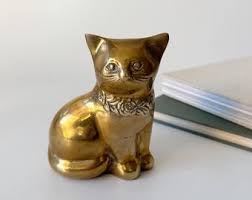 Vintage Brass Cat Statue. Cast Metal. Medium Size. Midcentury. Pet Ornament. Animal Gift. Gold Tone. Circa 1960s. - Etsy