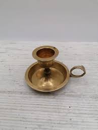 Vintage Brass Candlestick With Handle, Small Brass Candlestick, Rare Candle, Flower Shape Candlestick, Golden Color Candlestick, Home Decor - Etsy