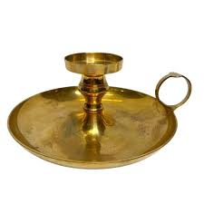 Accents | Vintage Brass Chamberstick Candle Holder Round Drip Tray Base Loop Handle Antiqu | Poshmark