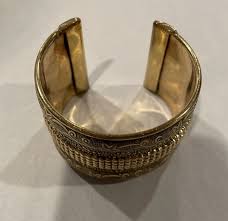 Vintage Engraved Brass Cuff Bracelet | eBay