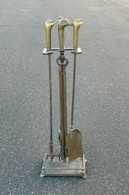 Vintage French Country Gold Brass Fireplace Tools w Duck ...