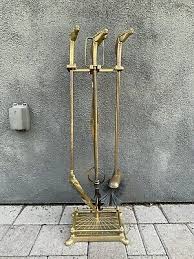 Vintage Equestrian Horse Head 5-piece Brass Fireplace Tool ...