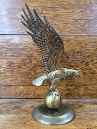 Antique Large Brass Eagle on Ball Statue Figure 12" Tall ...