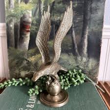 Vintage Soaring Brass Eagle Mounted on Ball - Etsy