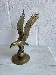 Vintage Brass Bald Eagle Statue: Patina Animal Figurine - Etsy