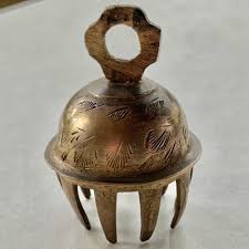 Vintage Solid Brass Etched Leaves Elephant Claw Bell Made ...