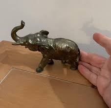 Vintage Metal Elephant Figurine – Symbol of Good Luck and ...