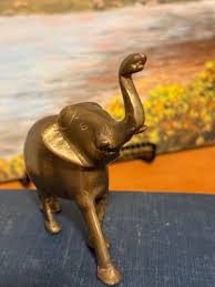 Vintage Brass Elephant Figurine Elephant Decor Raised Trunk ...
