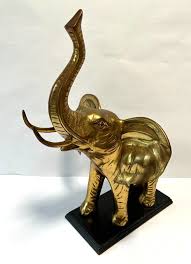 Vintage Large Brass Elephant Trunk Up 17.5" Tall Figurine ...