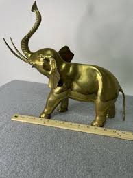 Vintage Brass Elephant Statue Large African Elephant Trunks ...