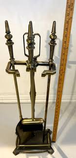 Vintage Fireplace Tool Set Solid Brass 4 Piece Set and Stand 31" | eBay Australia