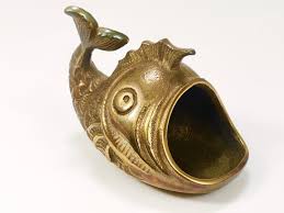 Walter Bosse Midcentury Fish Sculpture Brass Ashtray, Austria, 1950s at 1stDibs | vintage brass fish ashtray