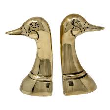 Vintage Brass Mallard Duck Head Bookends Sarreid Style ...