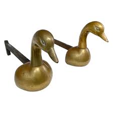 Pair of Bronze Ducks Andirons – The Window