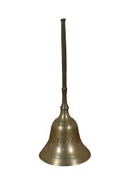 Vintage Indian Etched Brass Butler Maid Dinner Service Hand Bell 6"