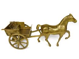 Mid 20th Century Italian Solid Brass Horse and Carriage Cart ...