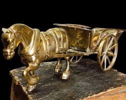 Vintage Brass Horse & Cart Figurine: Rustic Home Decor (44cm ...
