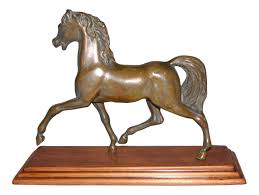 Bronze Horse with Wooden Base | Chairish
