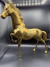 Massive Vintage Solid Brass Horse Statue - 7 Plus Lbs - Elegant Prancing Stallion Figurine - Mid-century Equestrian Decor - Etsy