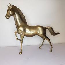 Vintage Mid-Century Modern Large Brass Galloping Horse Statue Figure | Chairish