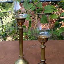 Candle Stick Holder With Glass Hurricane - Etsy