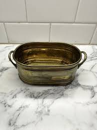 VTG Brass Oval Planter W/ Ridged Design Borders Hosley Made in Italy | eBay