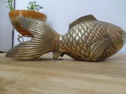 Large Vintage Brass Fish | Figurine | Goldfish | Koi ...