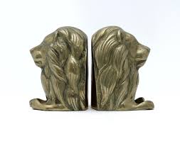 Late 20th Century Brass Recumbent Lion Bookends, a Pair ...
