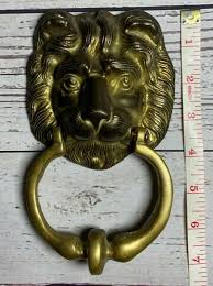 VINTAGE Large Ornate LION HEAD Brass Door Knocker Ring HEAVY Front Home Hardware | eBay