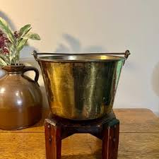 Vintage Brass Bucket With Handle - Etsy