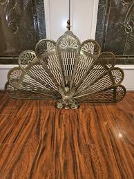 Antique 1920's French Brass Peacock Fireplace Screen ...