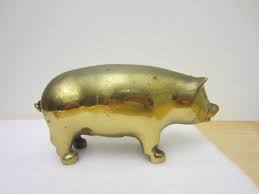 Vtg Brass Pig Piggy Bank Sculpture Statue 6.5" Curled Tail 1 lb 6 Oz | eBay