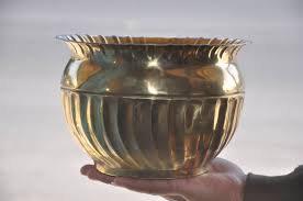 Vintage Ottone Unico Forma Fatto a Mano Sottile Qualità Grande Fioriera/Pentola