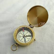 Antique Brass Flat Compass Vintage Desktop Collectible Item ...
