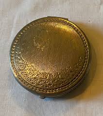 Nice Vintage Embossed Metal Powder Compact w Puff Miracle ...