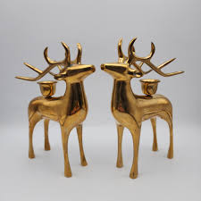 Brass Reindeer Candlestick Holders / Christmas Decor - Etsy