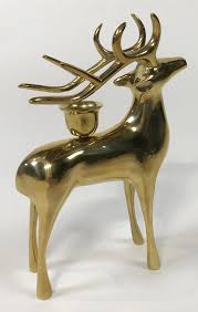 Brass Deer Stag Candlestick Holder | Chairish