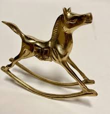 Vintage Antique Rocking Horse Gold Lustre Solid Brass ...
