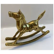 Vintage Solid Brass Rocking Horse Paperweight Figurine. For ...
