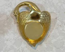 Vintage Brass Swan Trinket Dish Beautiful Mid Century Brass ...