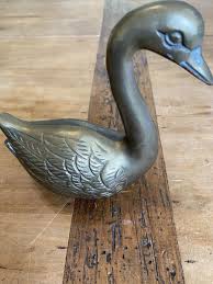 Vintage Brass Swan Paperweight Decoration Mid Century Modern ...