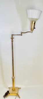 Art Deco Style Vintage Brass Swing Arm Floor Lamp With Tulip Shade - Etsy