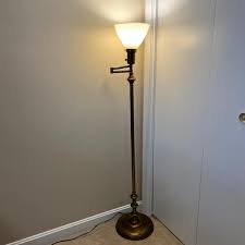 Vintage National Lighting Brass Swing Arm Floor Lamp | EstateSales.org